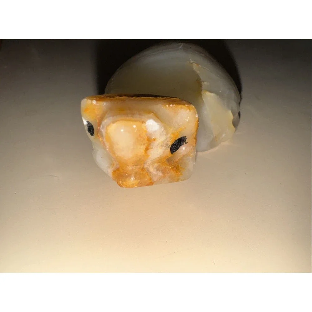 Vintage Hand Carved Onyx Tortoise Turtle Paperweight 4 1/2 “ 2 3/4 ” W, 1.5” H